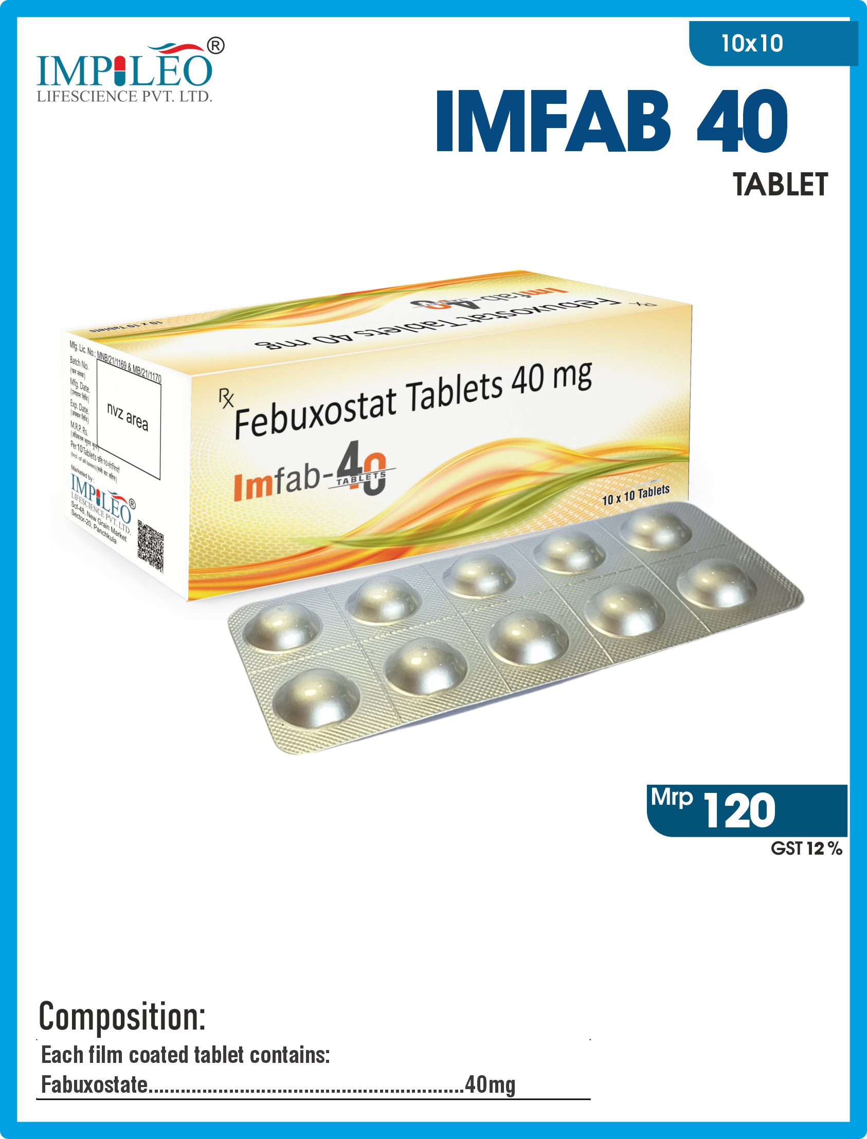 Maximize Profits with Premier PCD Pharma Franchise in Panchkula Offering IMFAB 40 Febuxostat Tablets